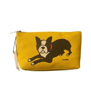 Marc Tetro Boston Terrier Yellow Make up Pouch NWT